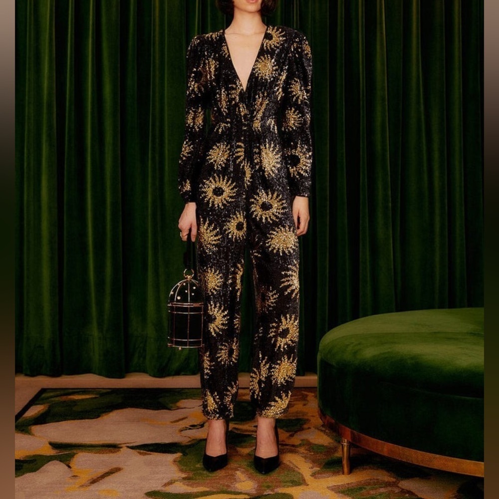 Farm Rio Sunny Mood Sequin Jumpsuit Size XXS